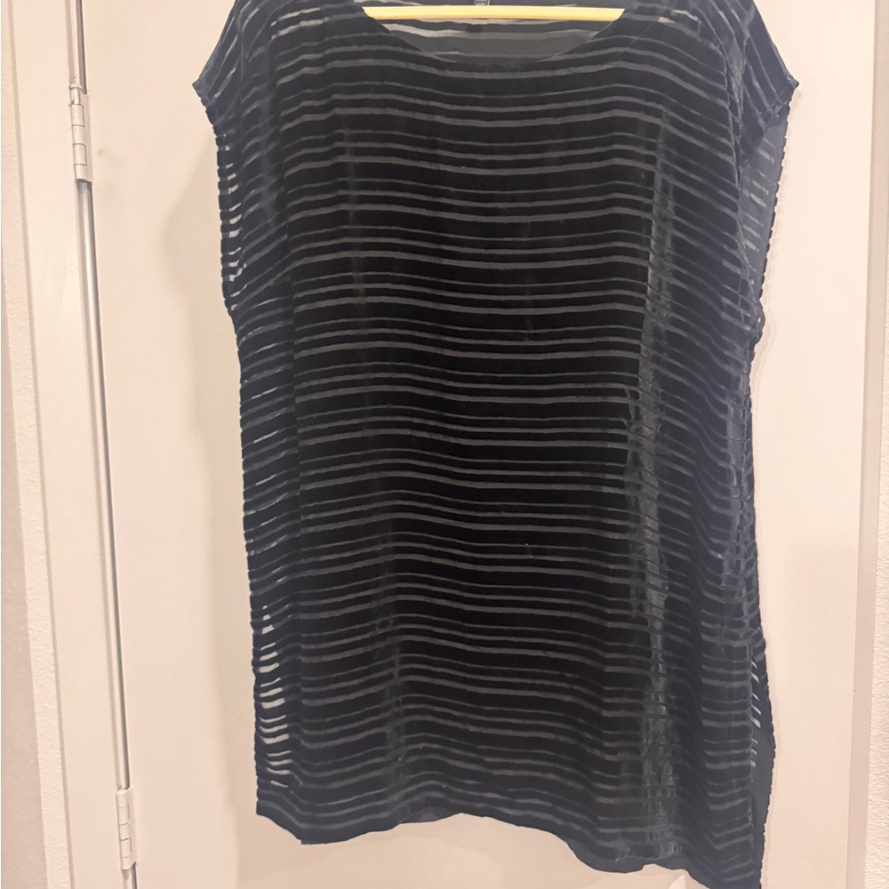 Eileen Fisher Black / Sheer Striped Top